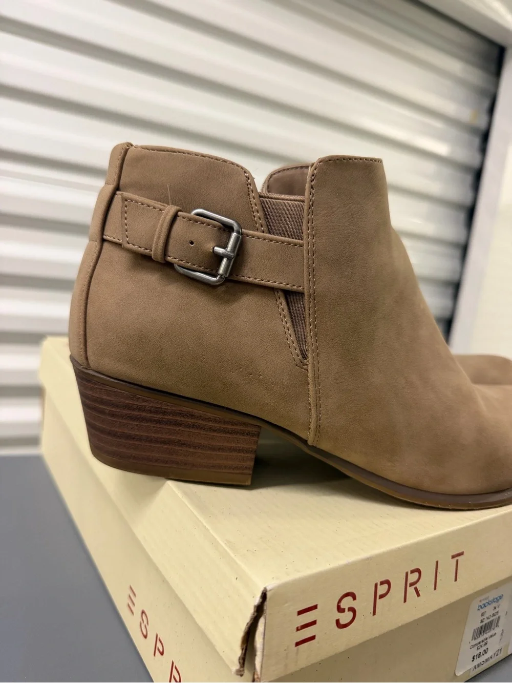 Esprit Tan Suede-Look Ankle Boots with Buckle